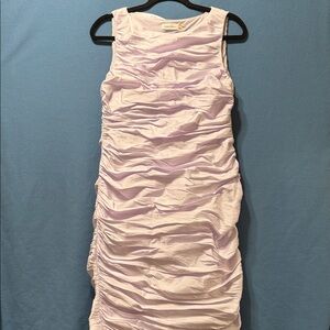 Calvin Klein Sleeveless Ruched Dress in Soft Lavender Fully Lined Side Zipper